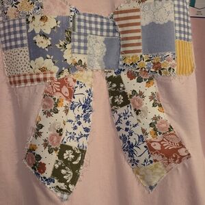 ​Coquette Pink Shaggy Bow T-Shirt XL Soft Girl Aesthetic Ribbon Tee  Textured Ap